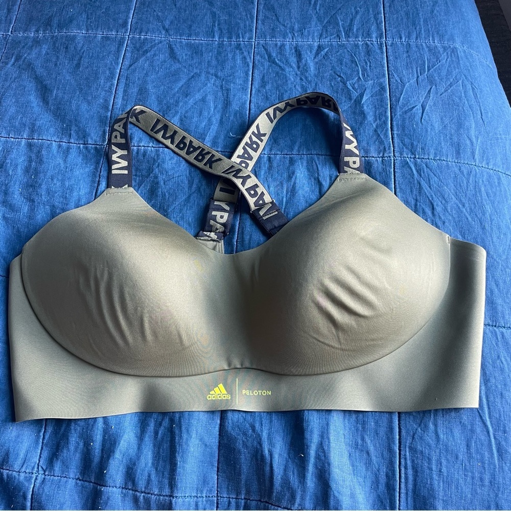 IVY PARK Olive Green Padded Sports Bra with Logo Straps